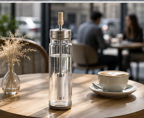 Sift bottle on a cafe table