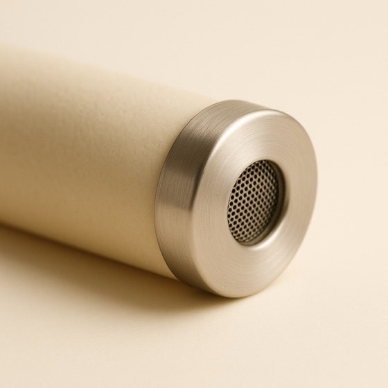 Close-up of the replaceable filter cartridge